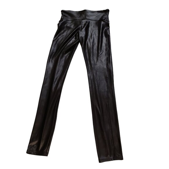 SPANX Pants - SPANX Shiny Black Wet Look Shapewear High Waist Stretch Pull On Leggings Size M